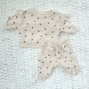 Baby Girl 2-Piece Organic Cotton Velour Set in Wild Rose Print